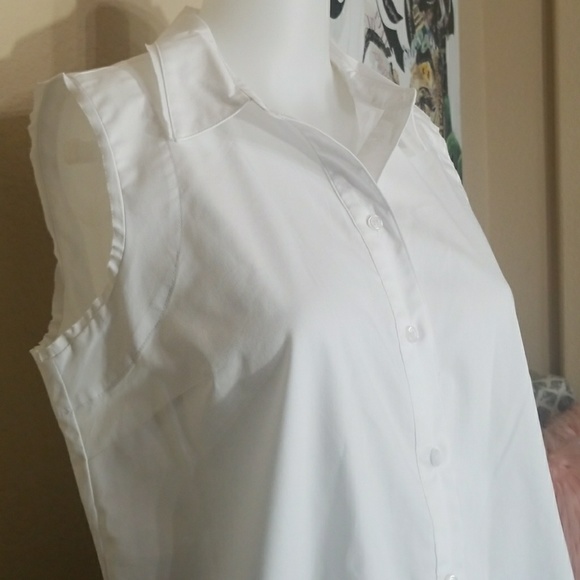 NWT ANTHROPOLOGIE MARLED WHITE TUNIC CHIC BUTTON - Picture 3 of 7